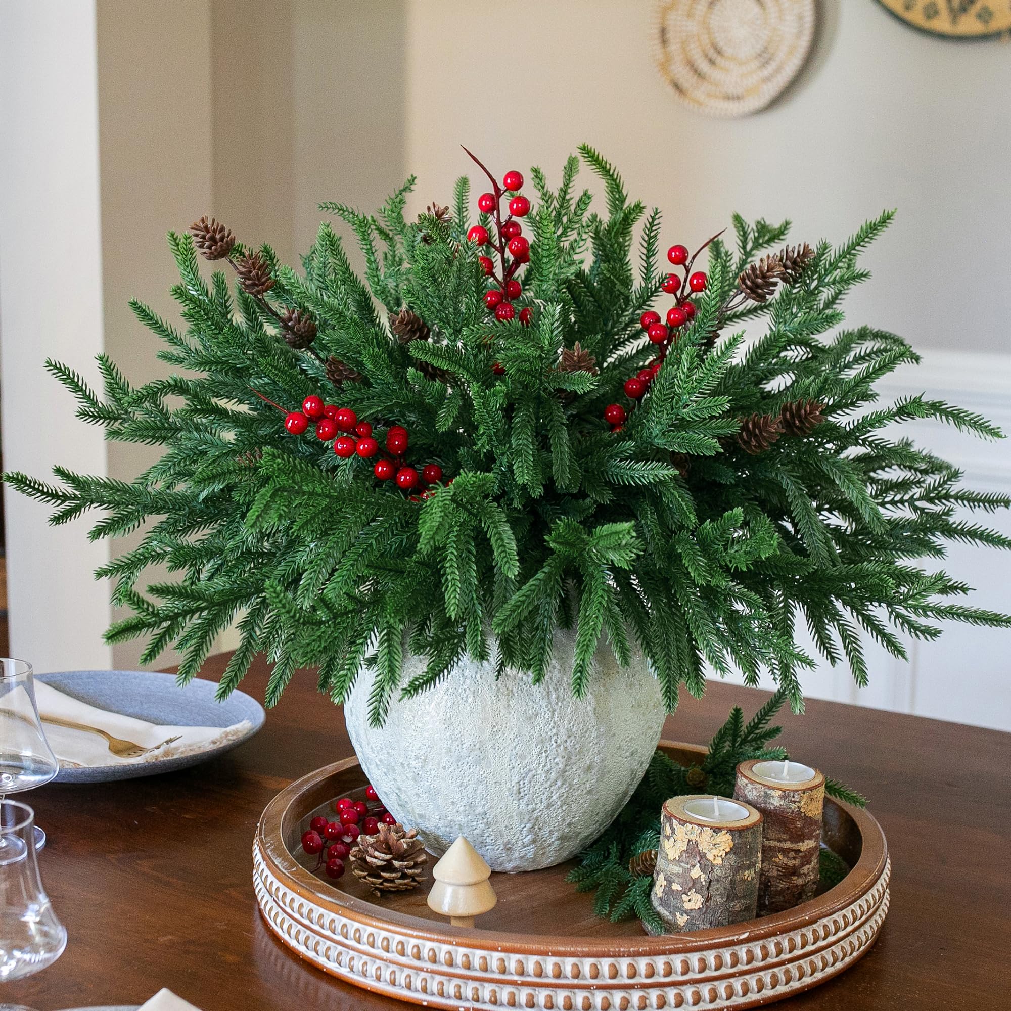florisso close-up of Norfolk pine needles and texture, shows realistic look