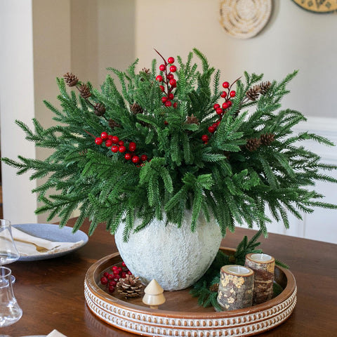 florisso close-up of Norfolk pine needles and texture, shows realistic look