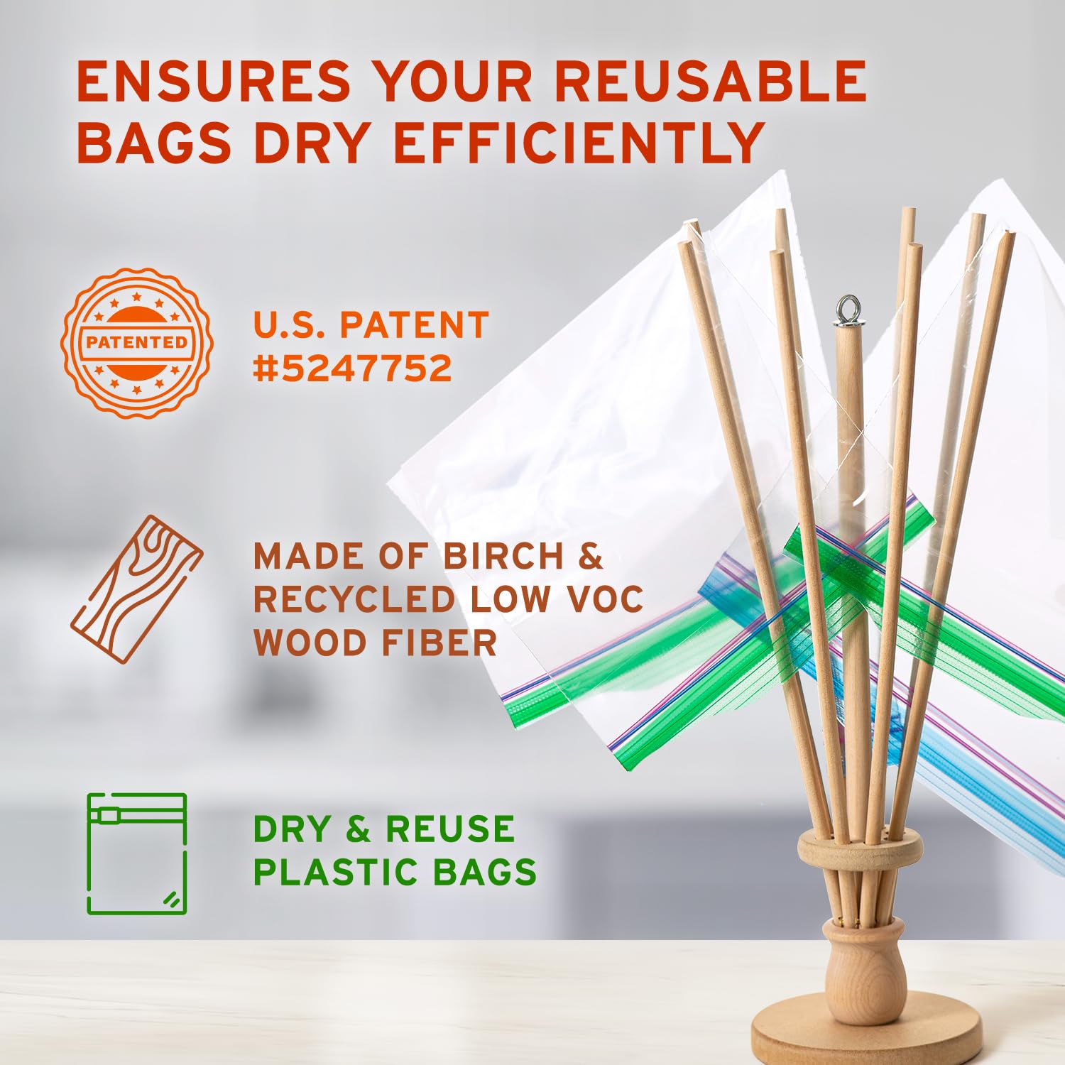 FloWorks Design with bags and bottles mounted demonstrating efficient drying