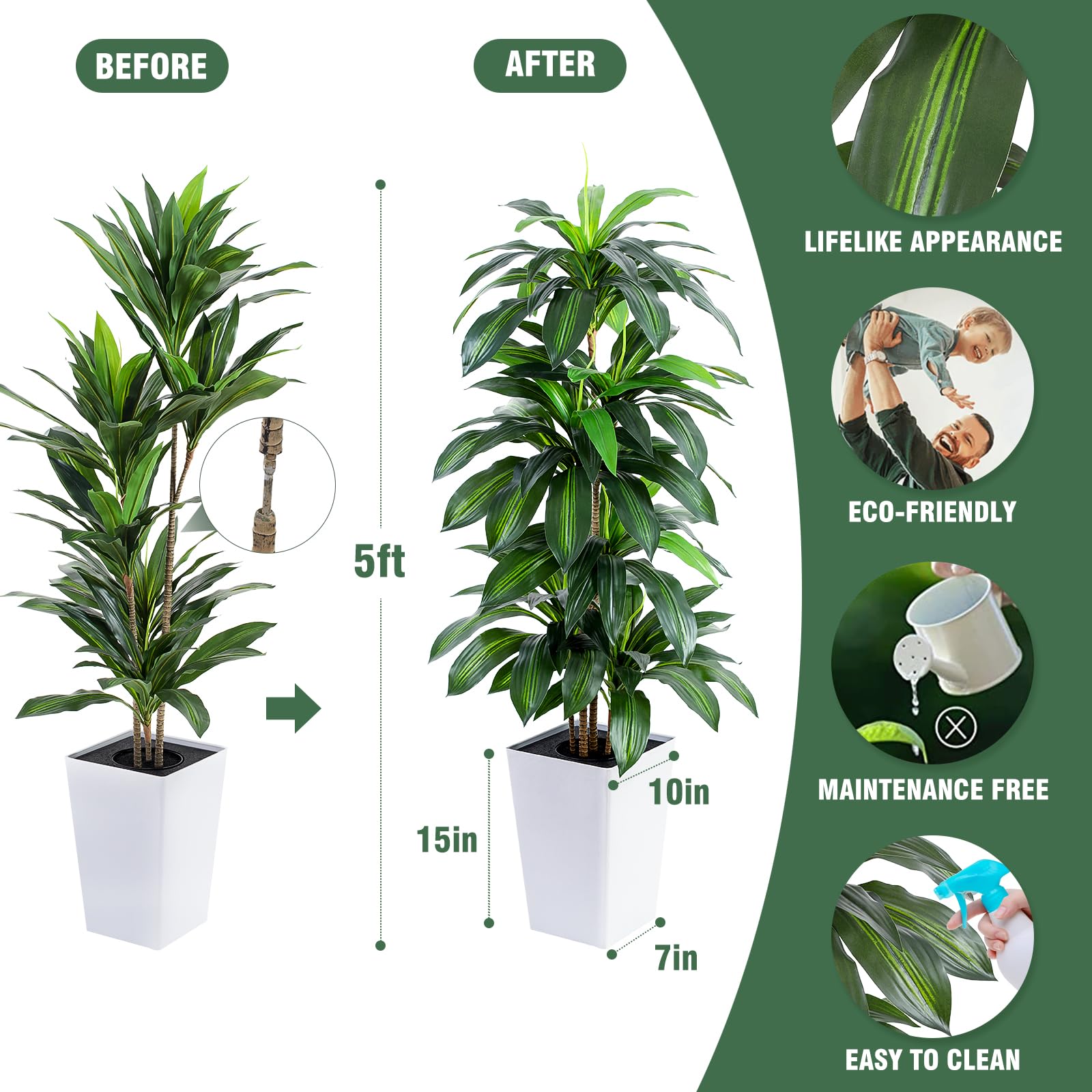 FLOWORLD white planter profile emphasizing weighted, modern base