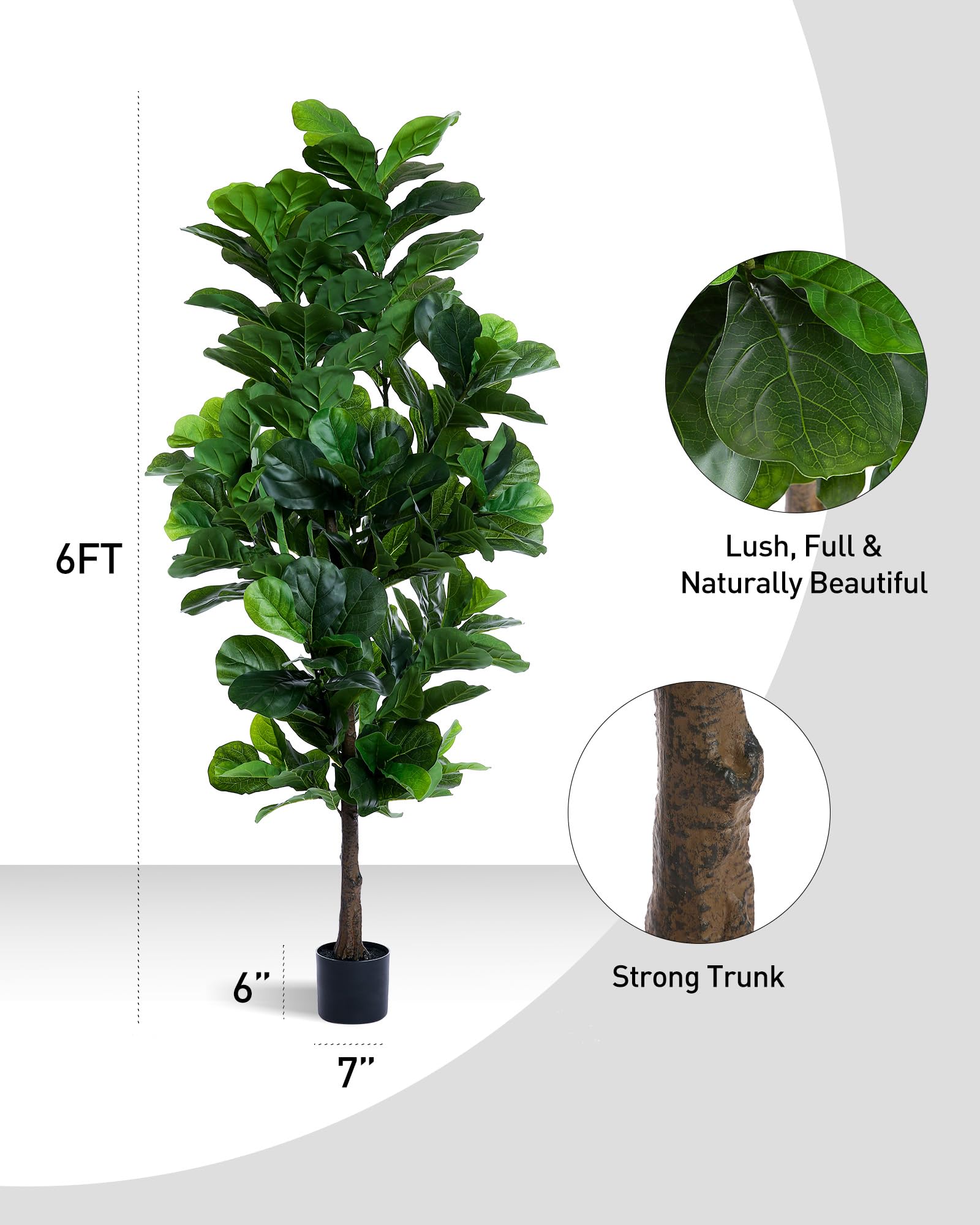 FLOWORLD tree beside sofa demonstrating scale and room-anchoring presence