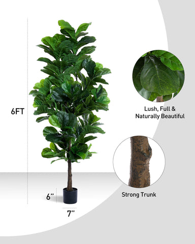 FLOWORLD tree beside sofa demonstrating scale and room-anchoring presence