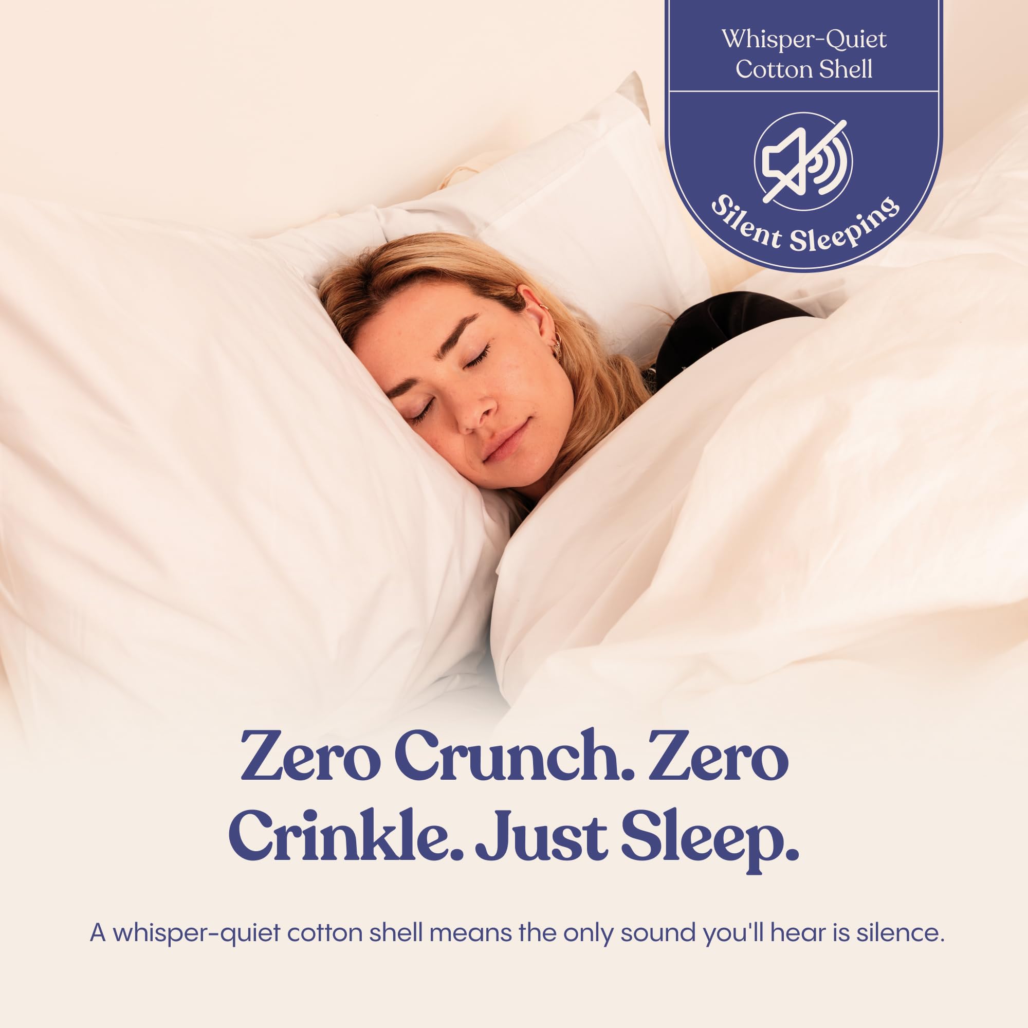 FluffCo Zen Fluff in bed lifestyle image demonstrating restful setup