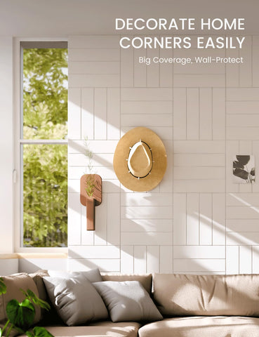 Fluxynara adhesive tabs displayed with tiles for easy damage-free mounting