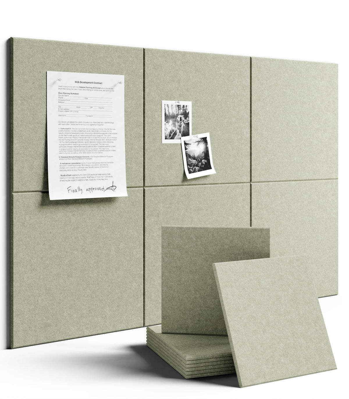 Fluxynara sage front tiles showing clean modular bulletin surface benefit