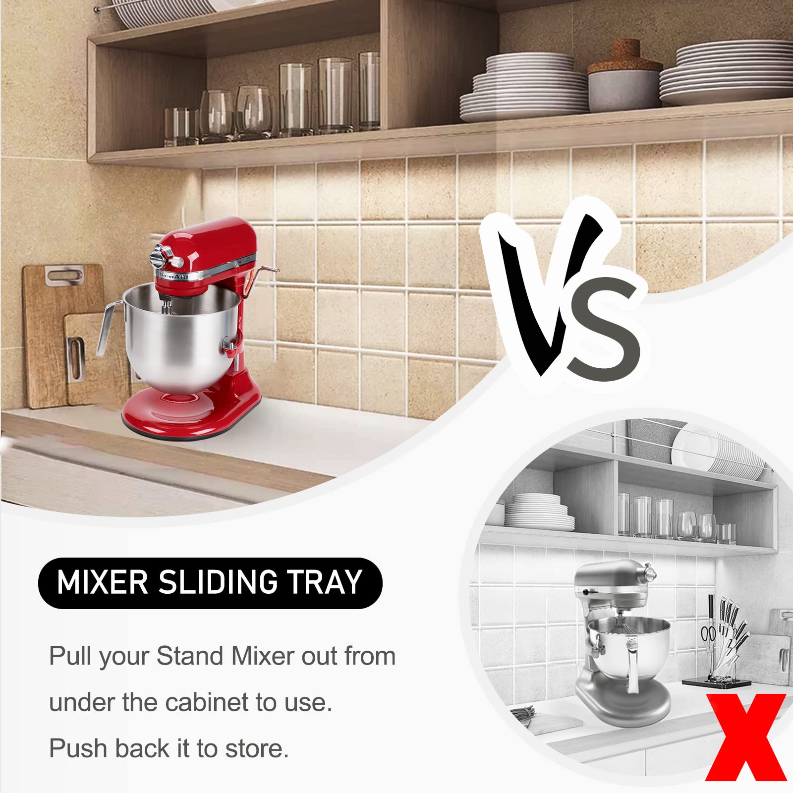 Flyisland tray in use sliding mixer out for easy access and safety