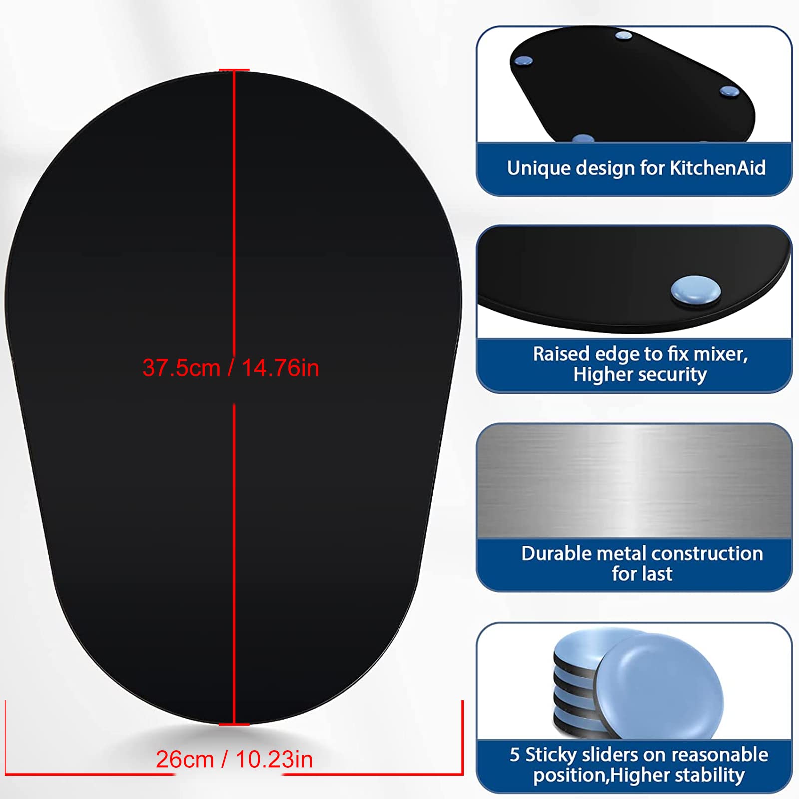 Flyisland tray next to ruler showing size fit for 5–8 qt mixers