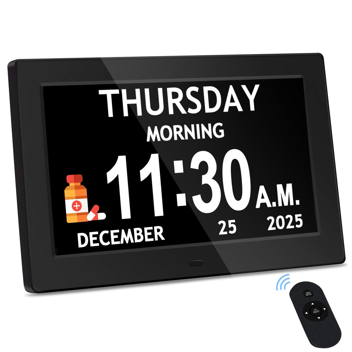 FLYRUIT front display showing day date and large time for effortless reading