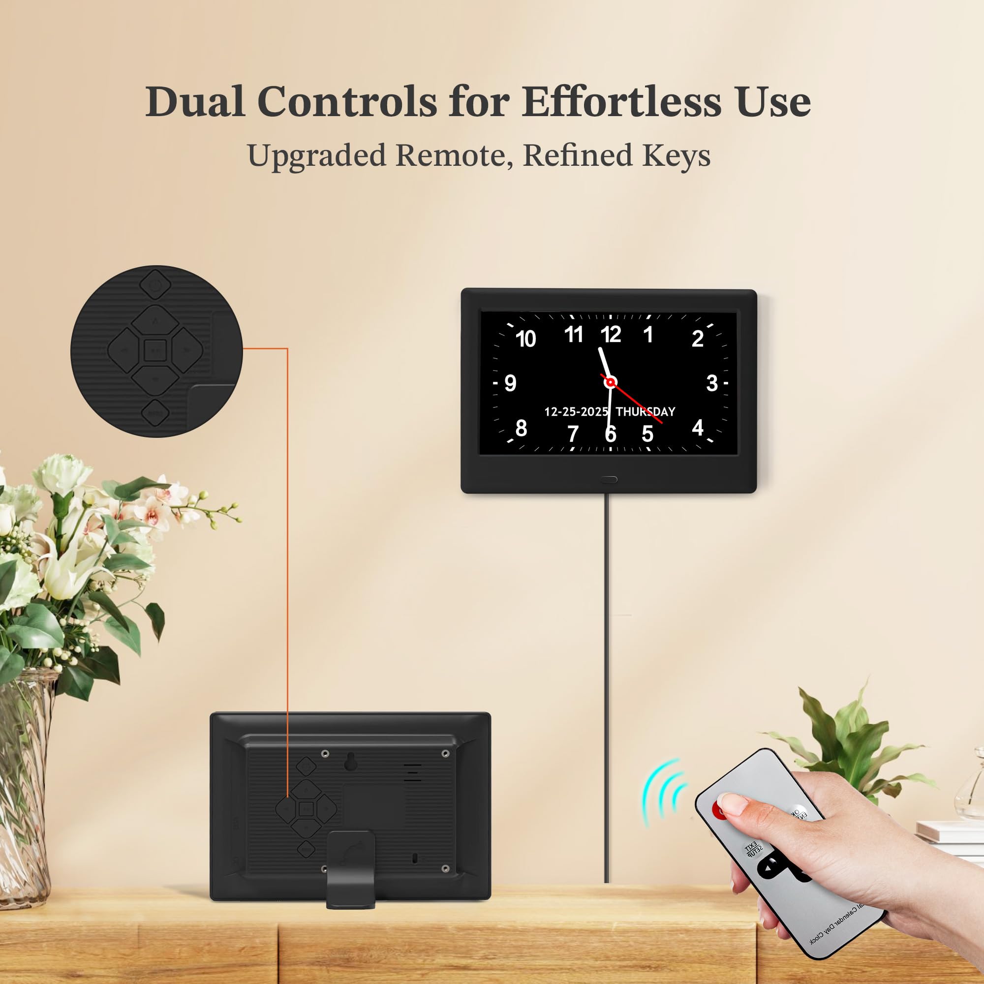 FLYRUIT power adapter connection ensuring continuous accurate timekeeping