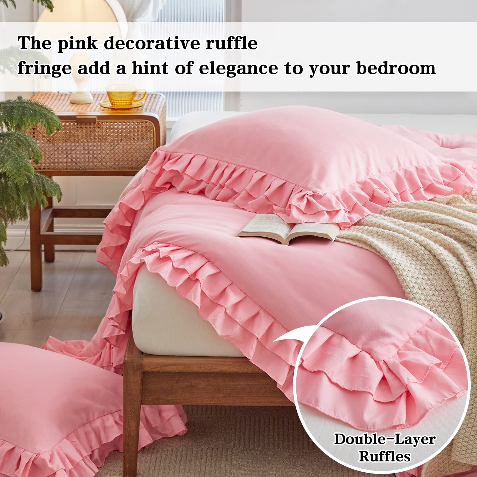 Flysheep styled bedroom with comforter set demonstrating cozy layered decor and visual impact