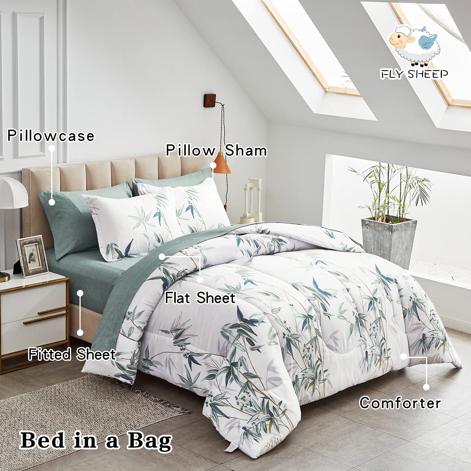 Flysheep pillow shams and pillowcases displayed to match comforter, enhancing coordinated look