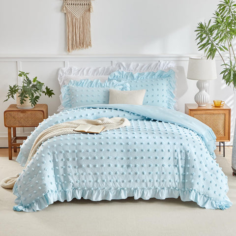 Flysheep front view showing tufted dots and ruffle trim for decorative charm