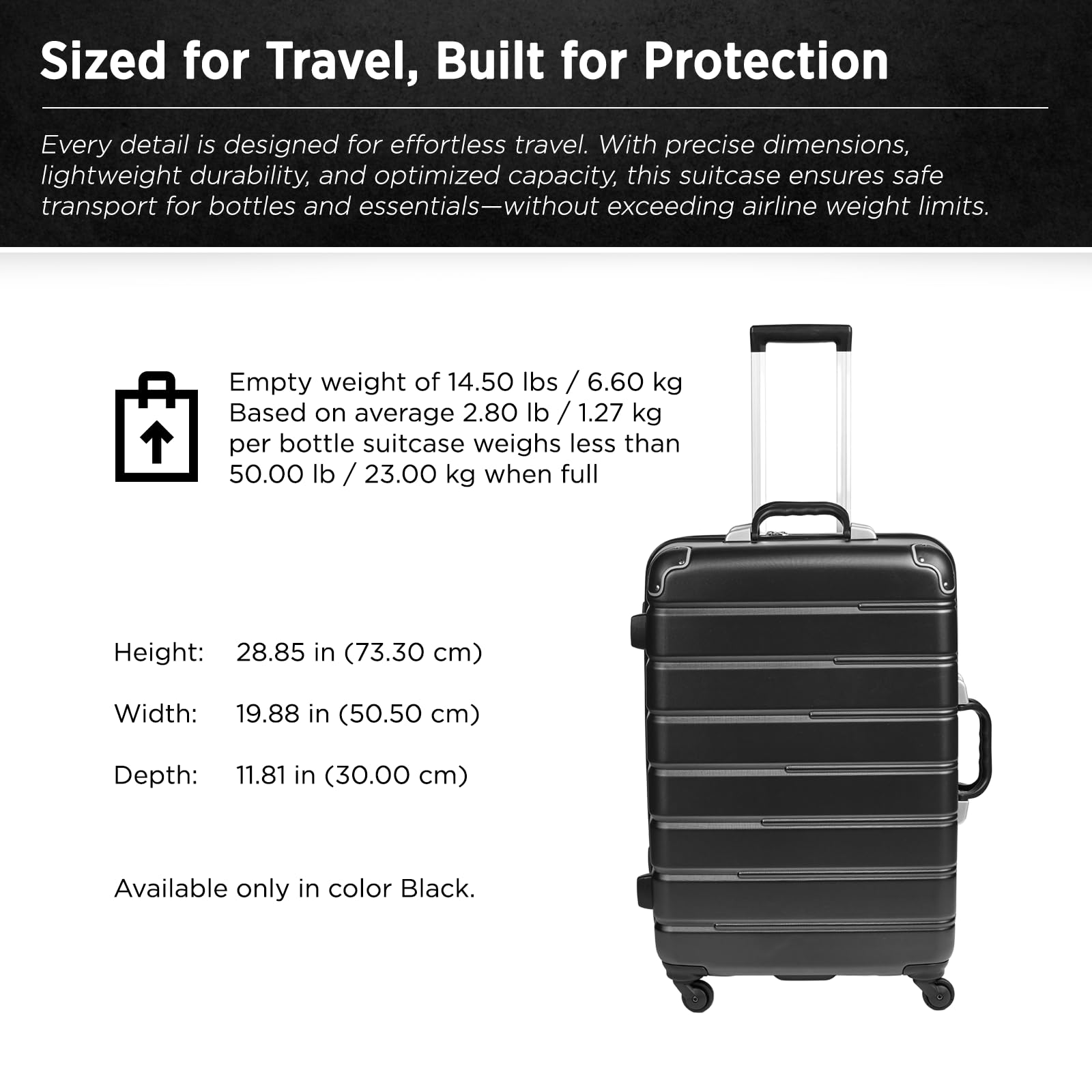 FlyWithWine side handle and locks showing secure carry and TSA-compliant safety