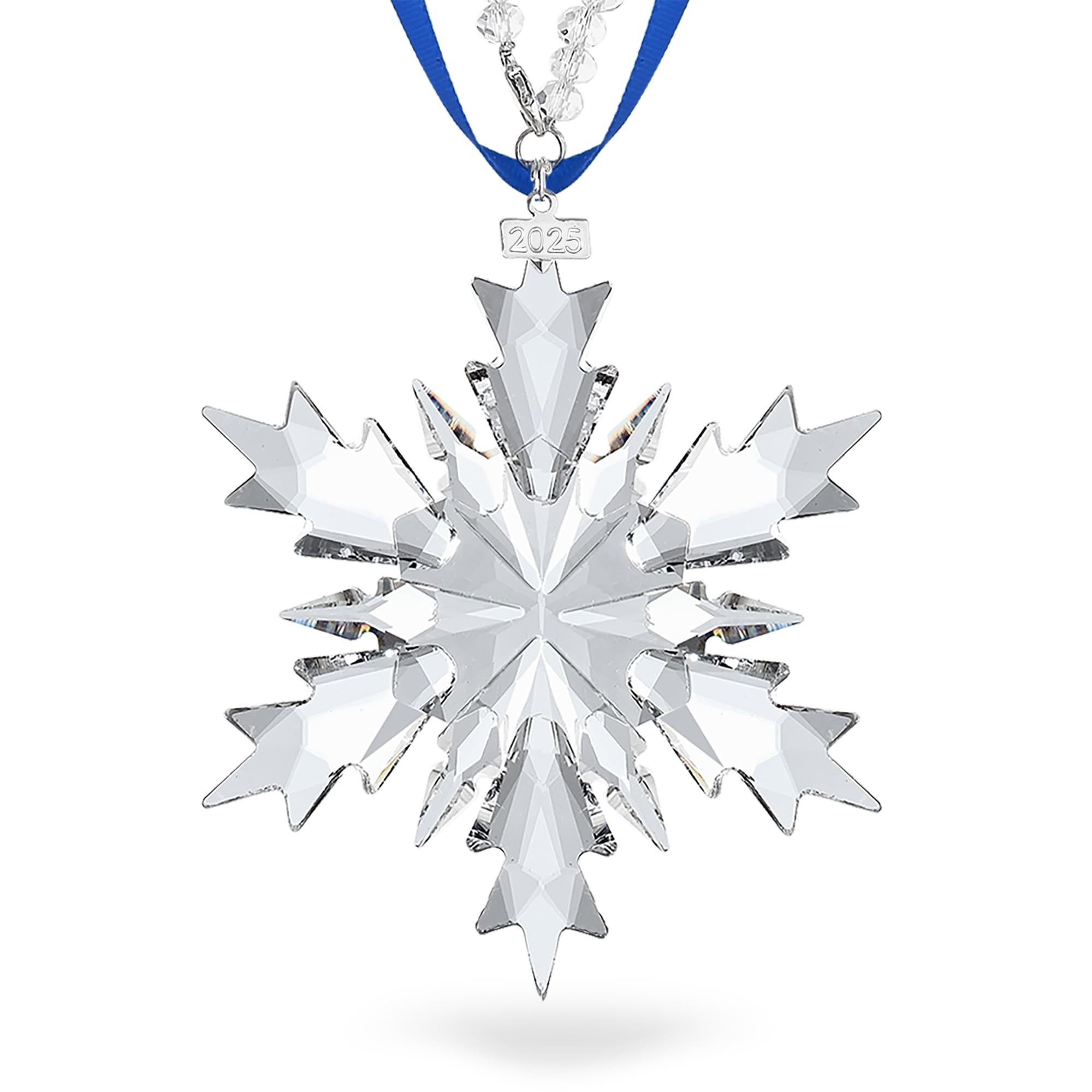 FNNVSS crystal snowflake front view showing clear facets and festive sparkle