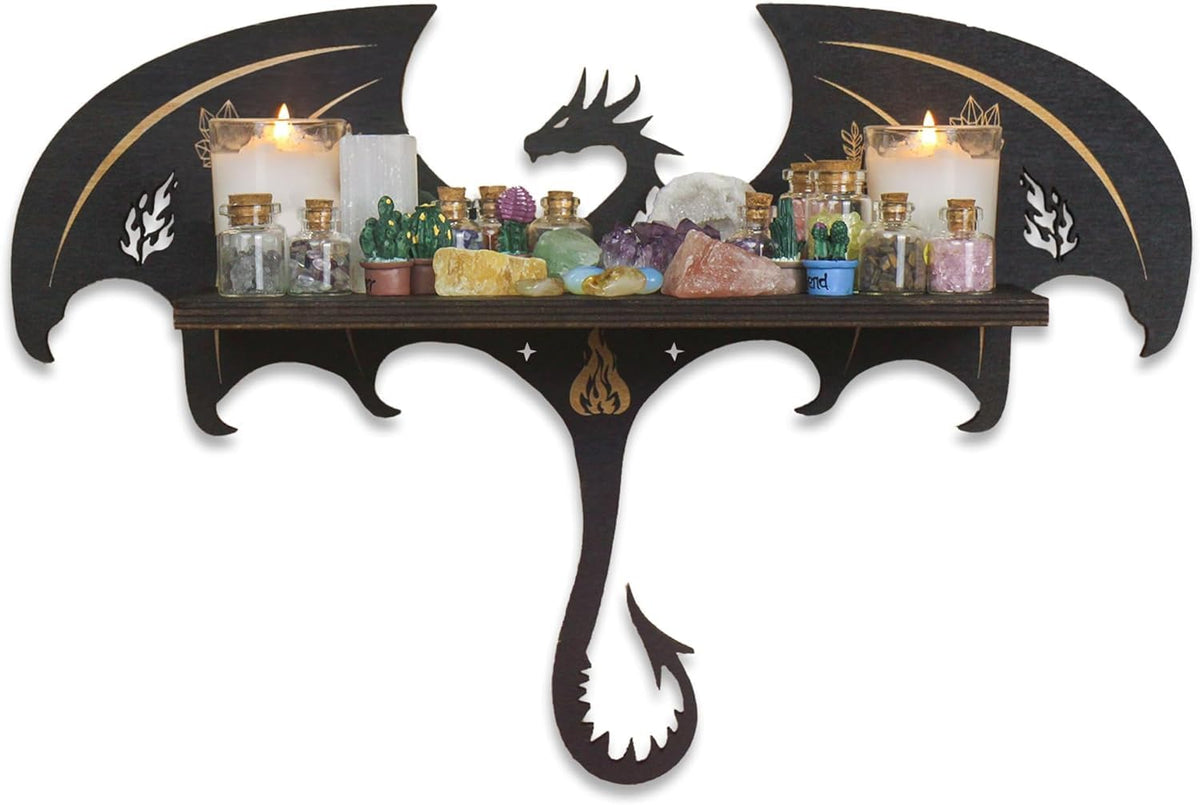 FNYDOX dragon shelf front view showing gothic silhouette and display benefit