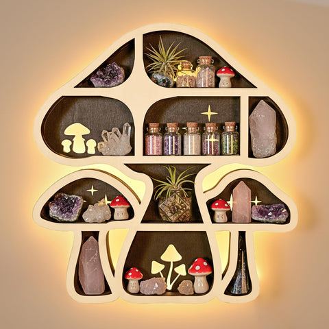 FNYDOX front view of mushroom shelf highlighting charming display benefit