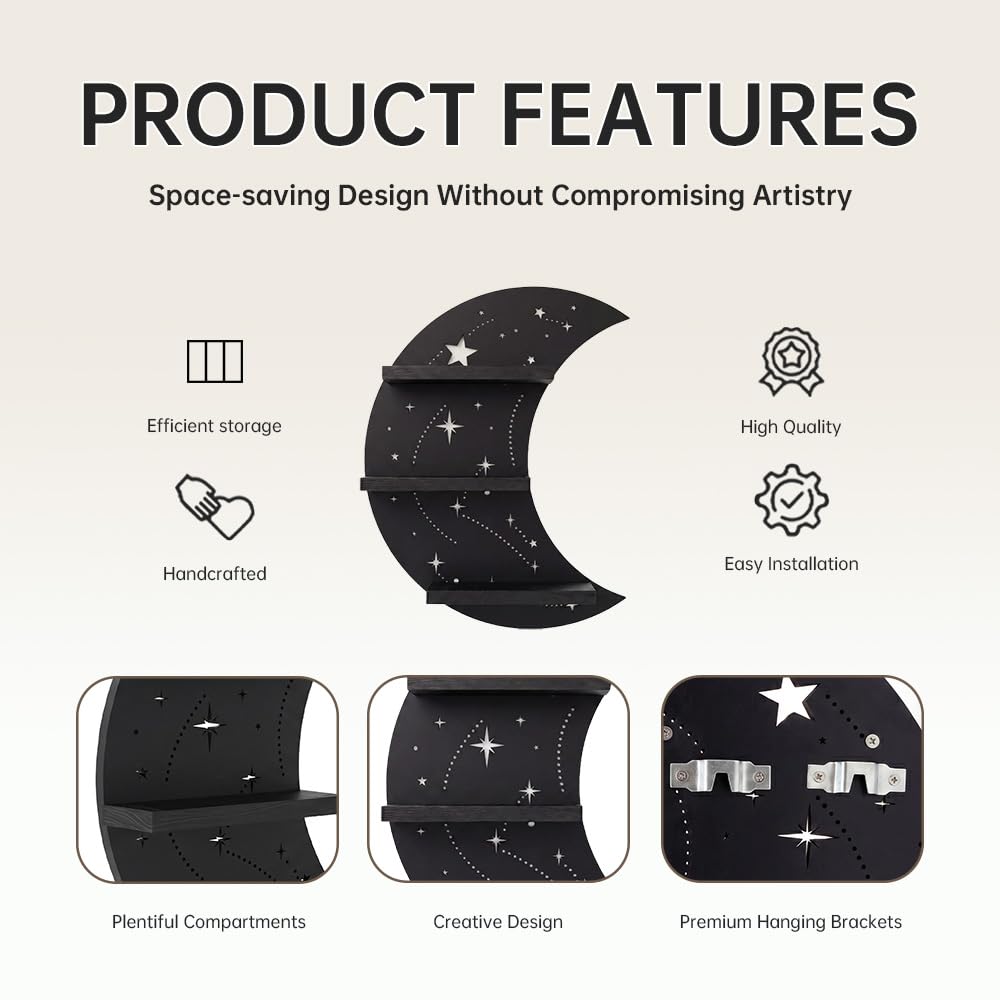 FNYDOX moon shelf lit at night casting ambient light for calming atmosphere benefit
