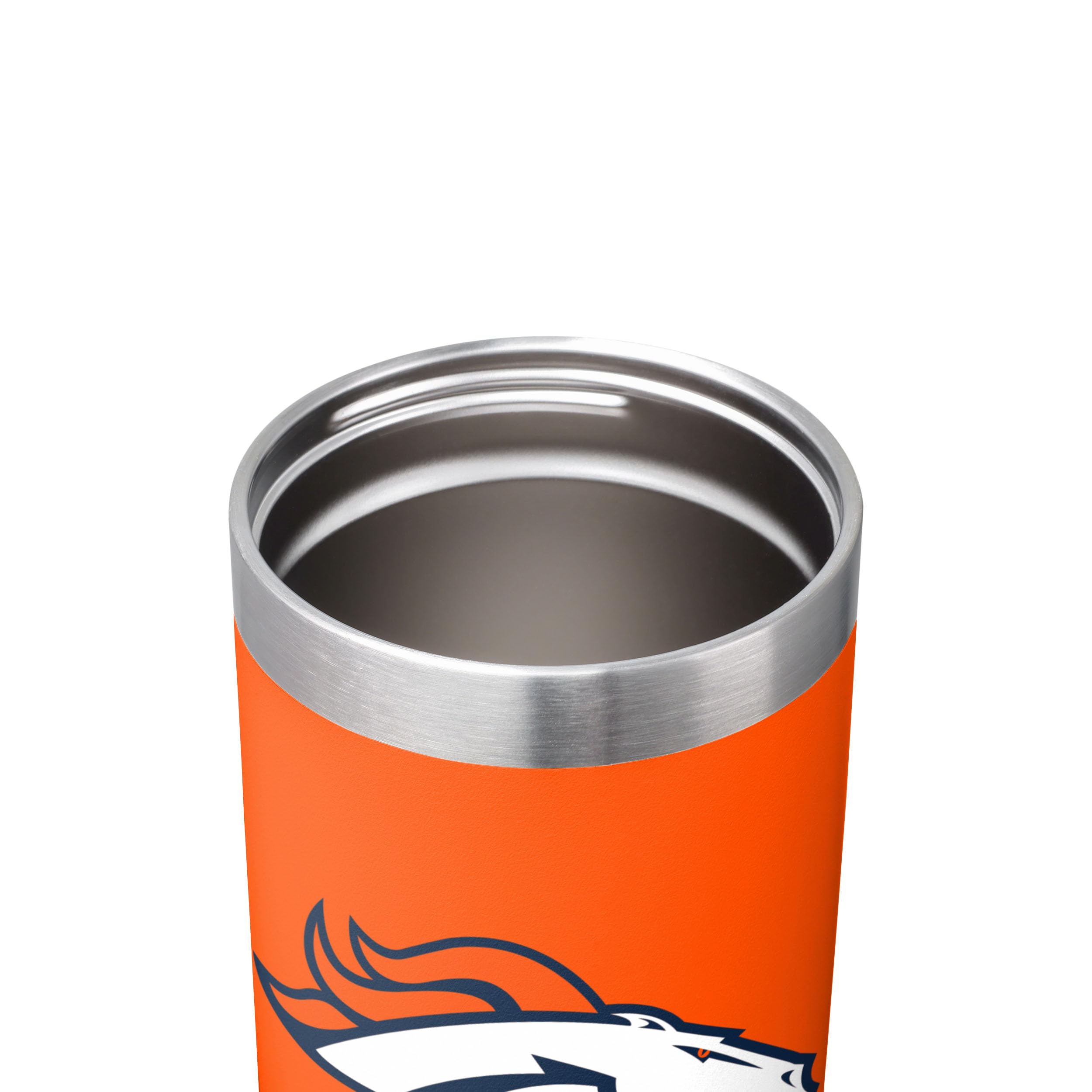 FOCO Denver Broncos tumbler in hand to demonstrate 30 oz capacity and scale