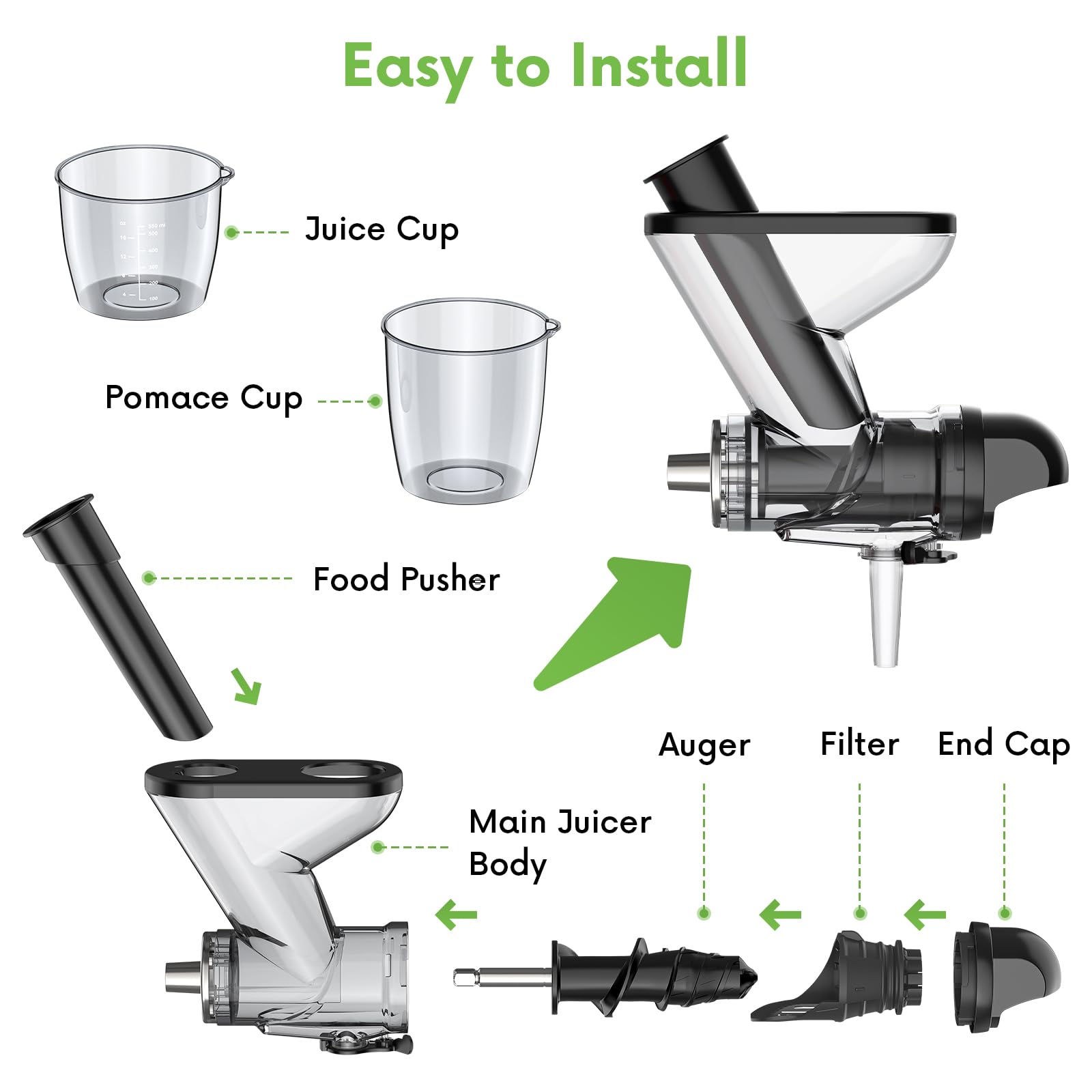 FOCOllK fresh juice pouring into glass showing clearer juice and reduced oxidation benefit