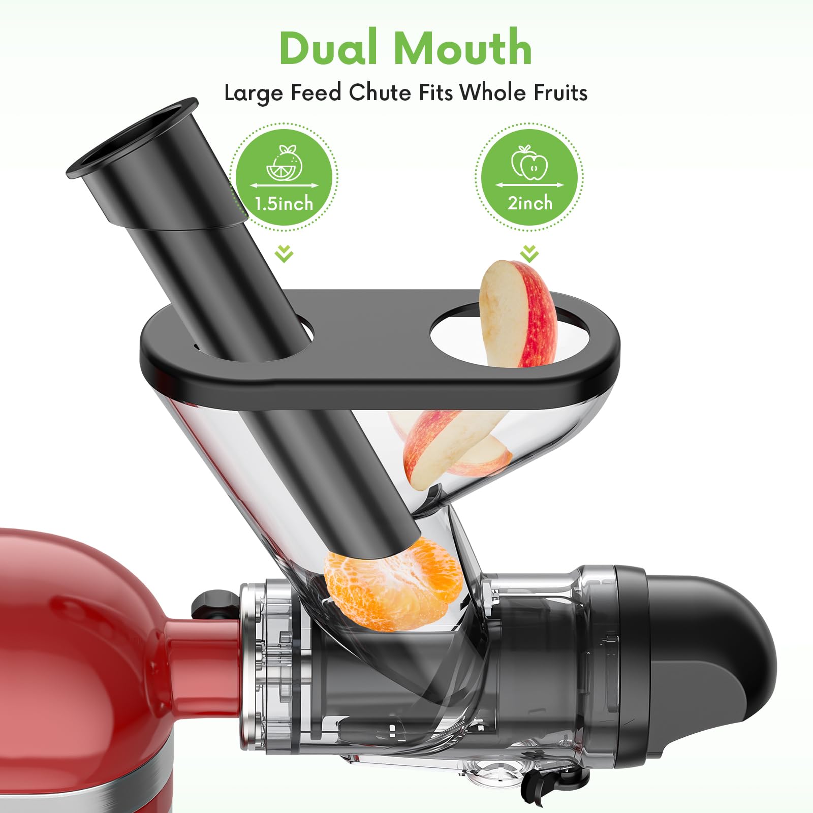 FOCOllK juicer attached to KitchenAid mixer demonstrating space-saving conversion benefit