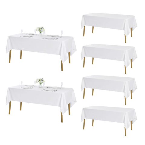 Fokitut front packaging showing six white tablecloths and easy storage benefit