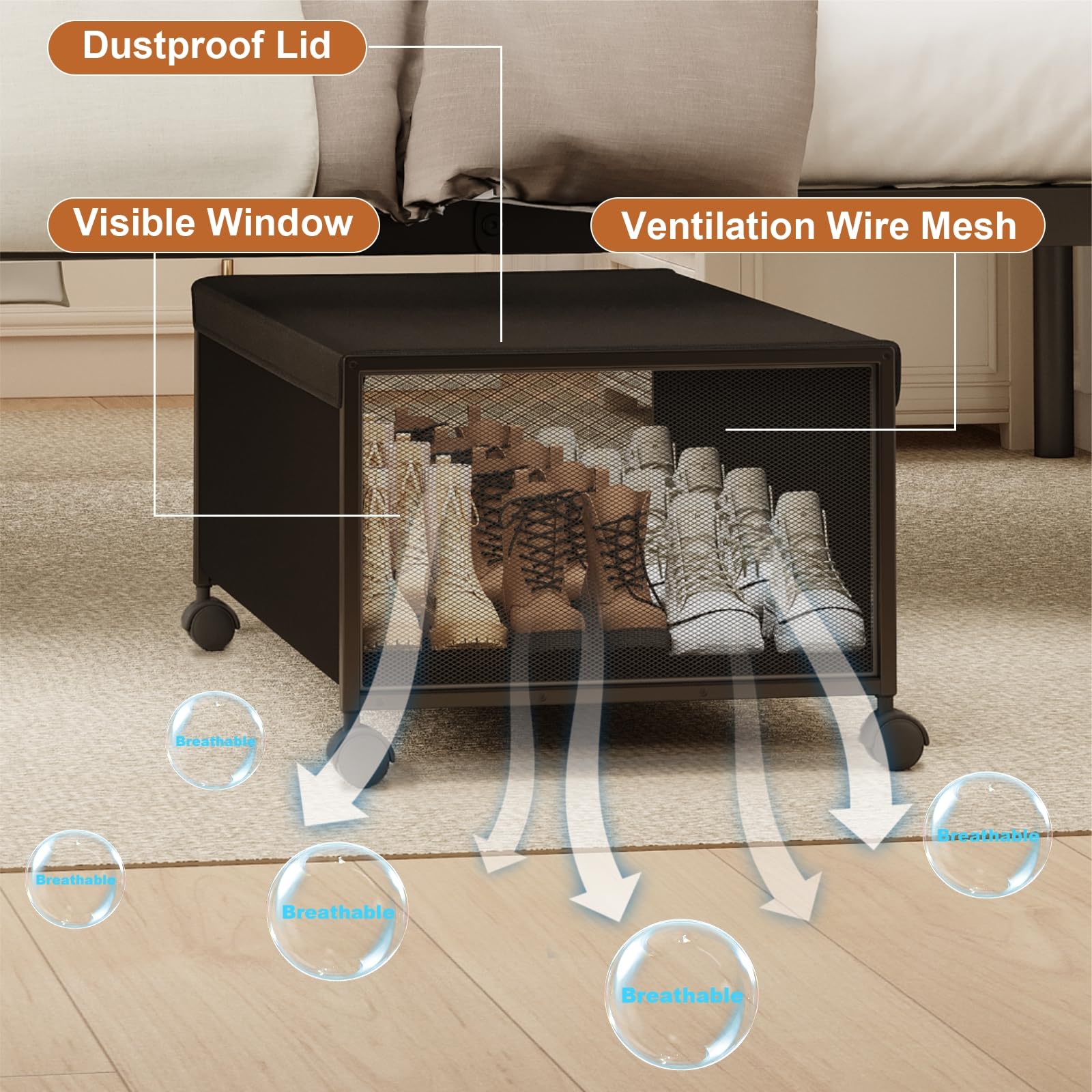 Fokyfok container pulled out from under bed for easy access and retrieval