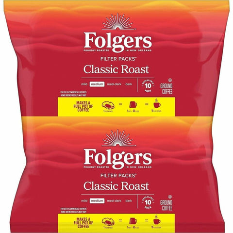 Folgers packs on a hotel breakfast station showing easy service and consistent guest servings
