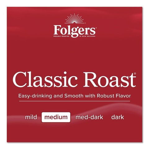 Folgers brewed coffee poured in office setting showing dependable flavor for teams