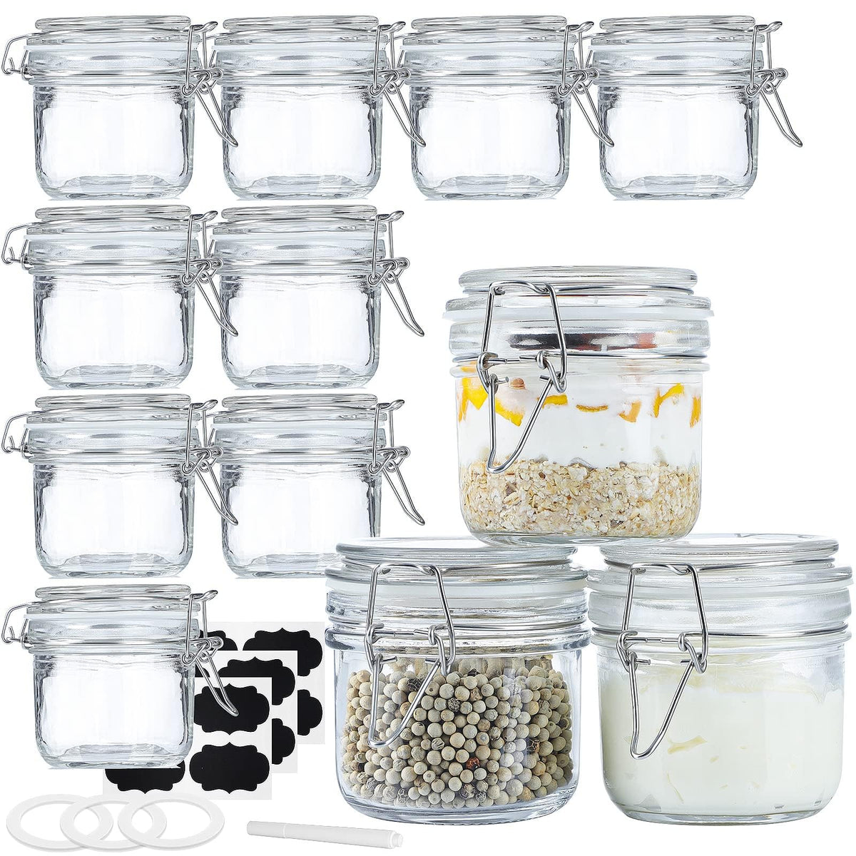 Folinstall front view of 12 jars showing neat storage and visibility