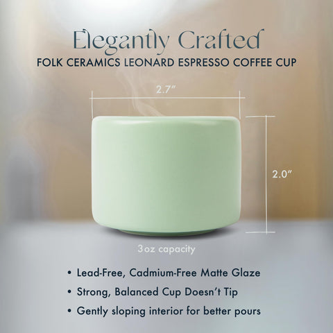 Folk Ceramics cup receiving a fresh espresso shot, showcasing machine compatibility