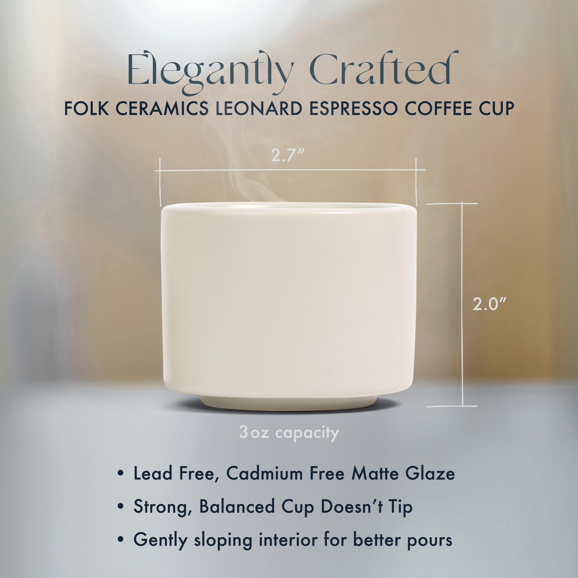 Folk Ceramics Leonard placed under espresso machine spout showing compatibility and fit