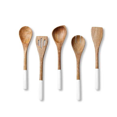 Folkulture front packaging showing five-piece wooden utensil set, durable and stylish