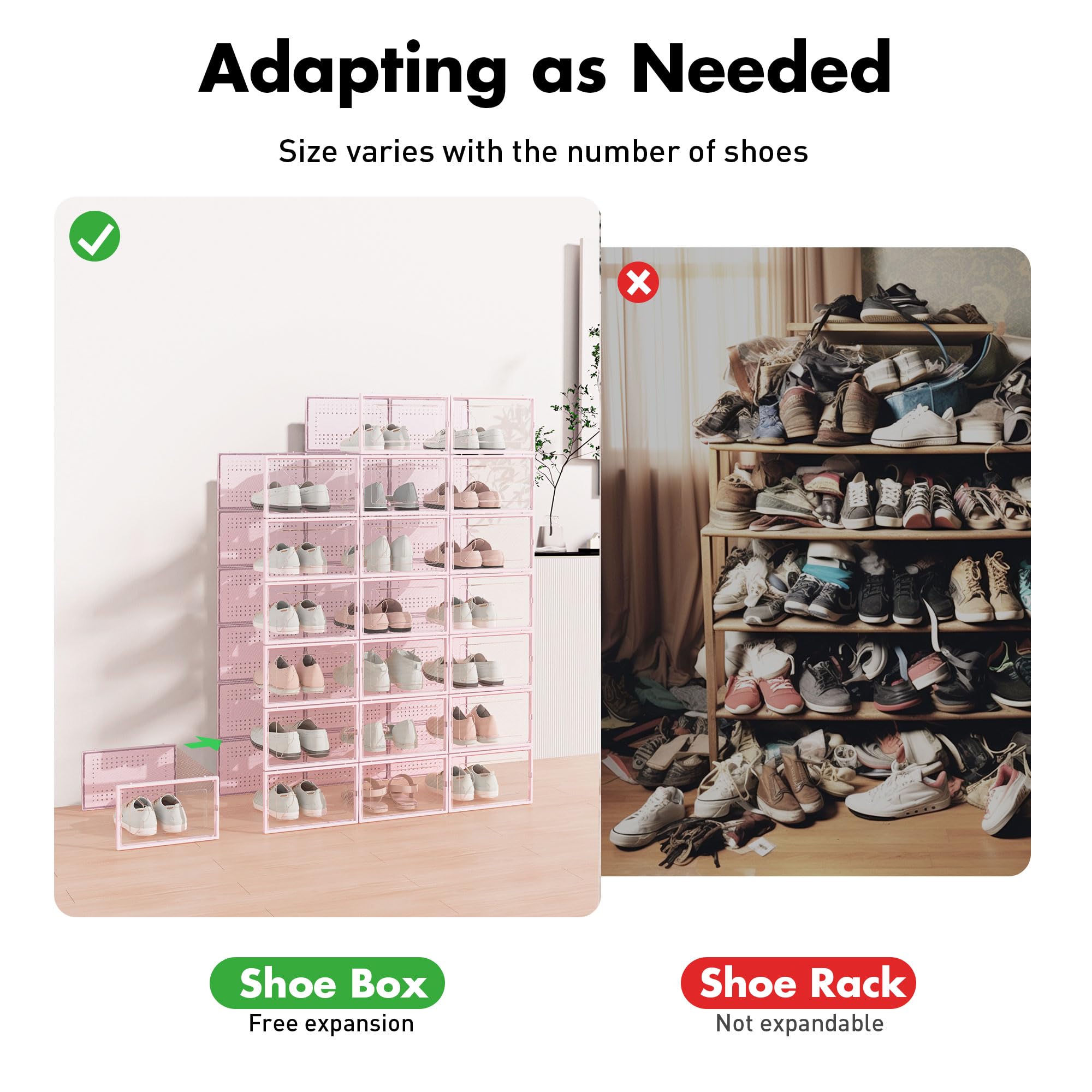 Foluck clear box with sneakers inside showing visibility and protection benefit
