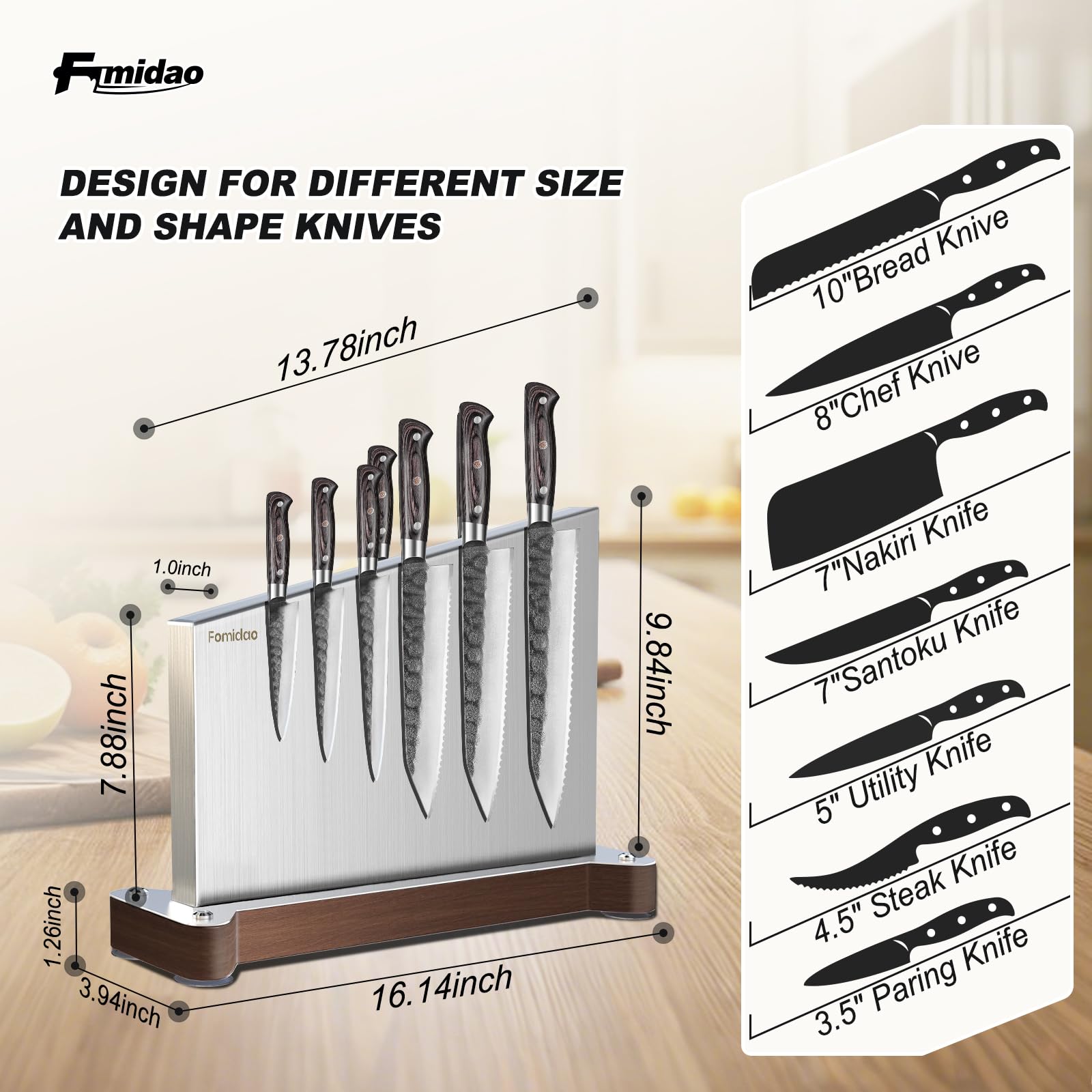 fomidao double-sided magnet displaying knives front and back for space saving