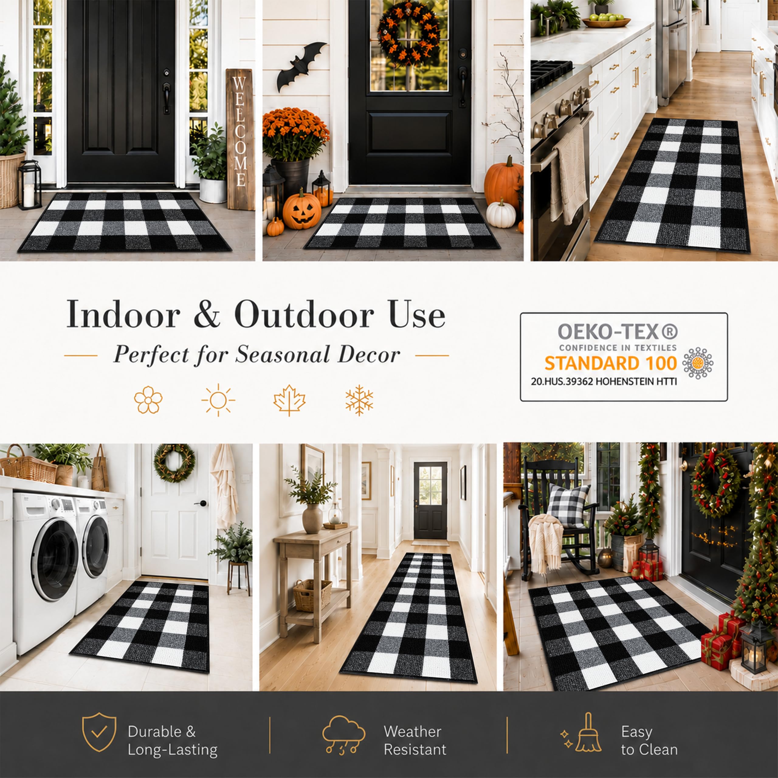 FONEYI rug styled on porch for seasonal decor versatility benefit