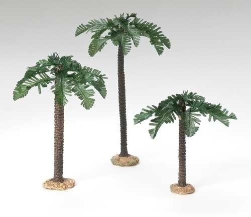 Fontanini palm tree set front view showing hand-painted details and collector packaging
