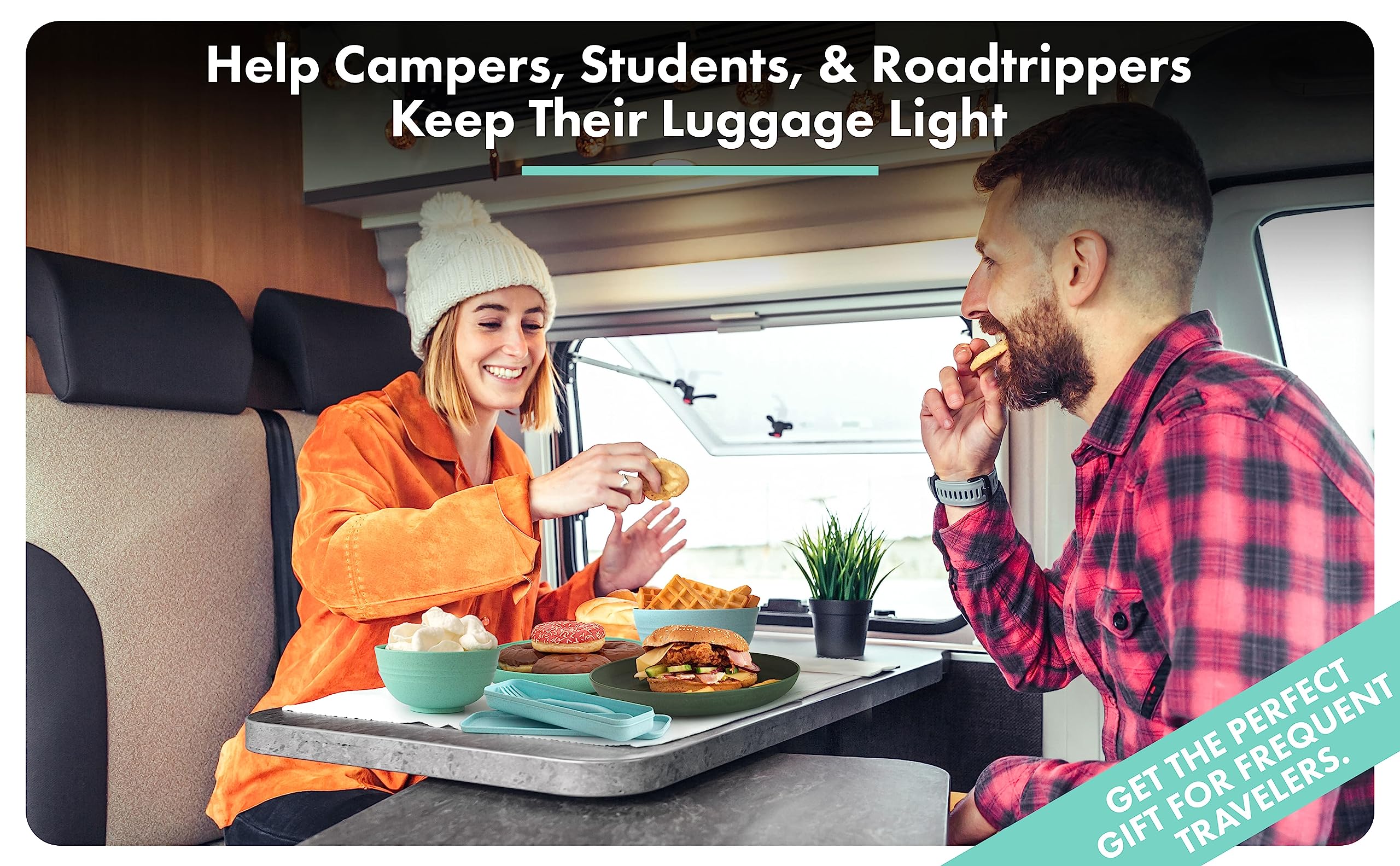 FOODLE dinnerware on camping table showing outdoor-ready durability and style