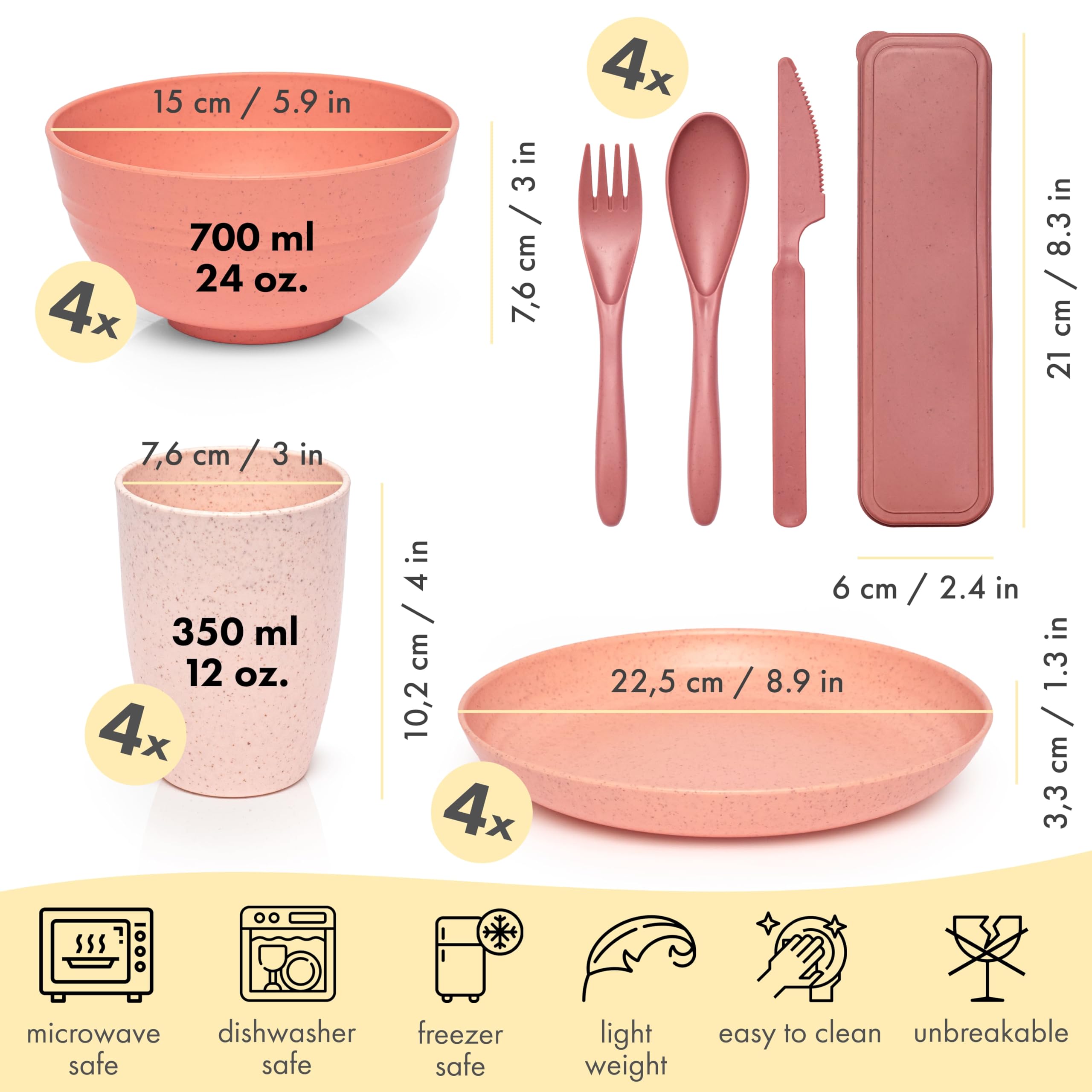 FOODLE top view of plate and bowl highlighting easy-serving design and durability