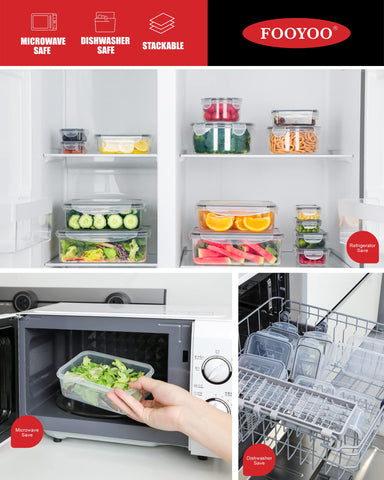 FOOYOO stacked containers in fridge maximizing shelf space and visibility benefit