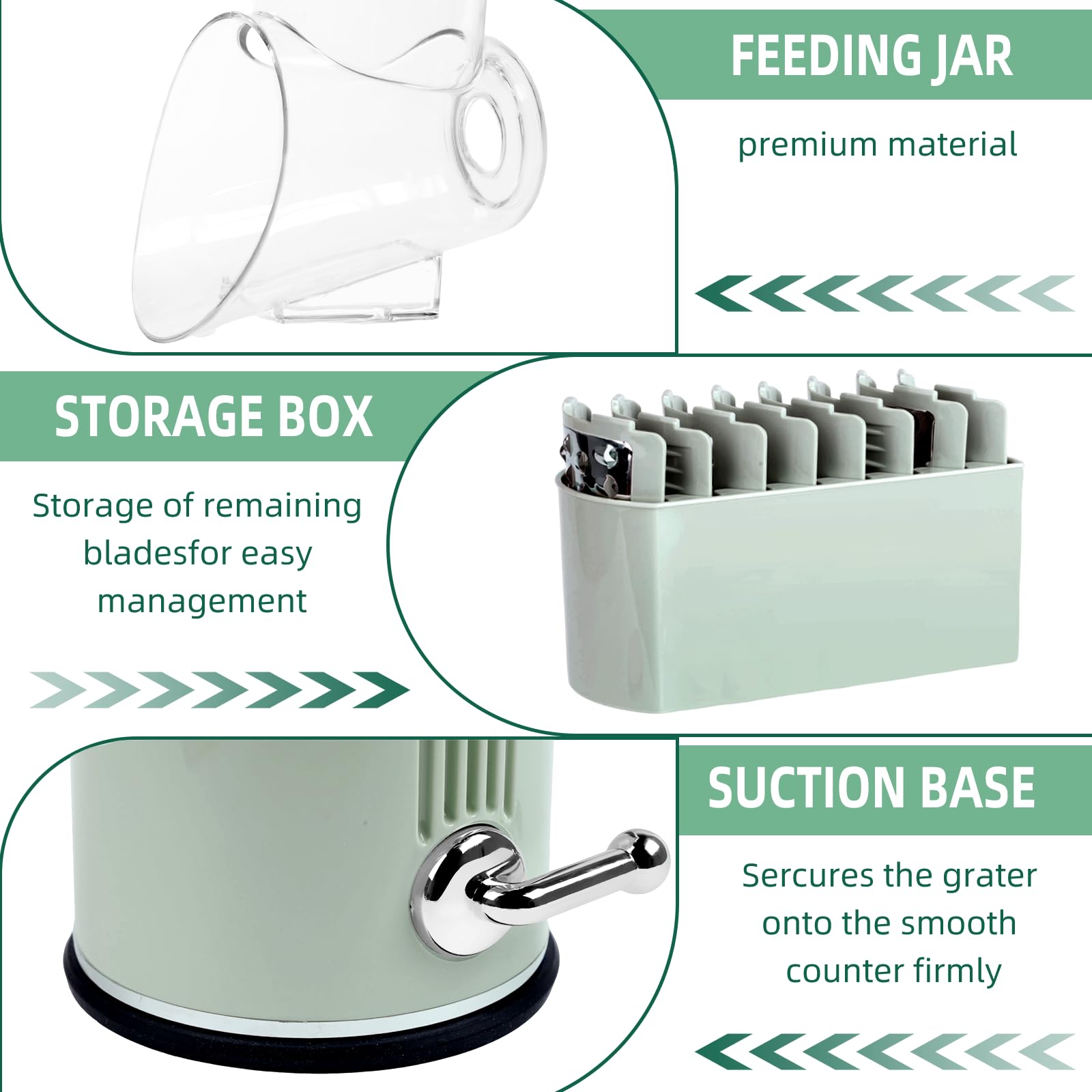 Fooyoubei five stainless-steel blades displayed for versatile use