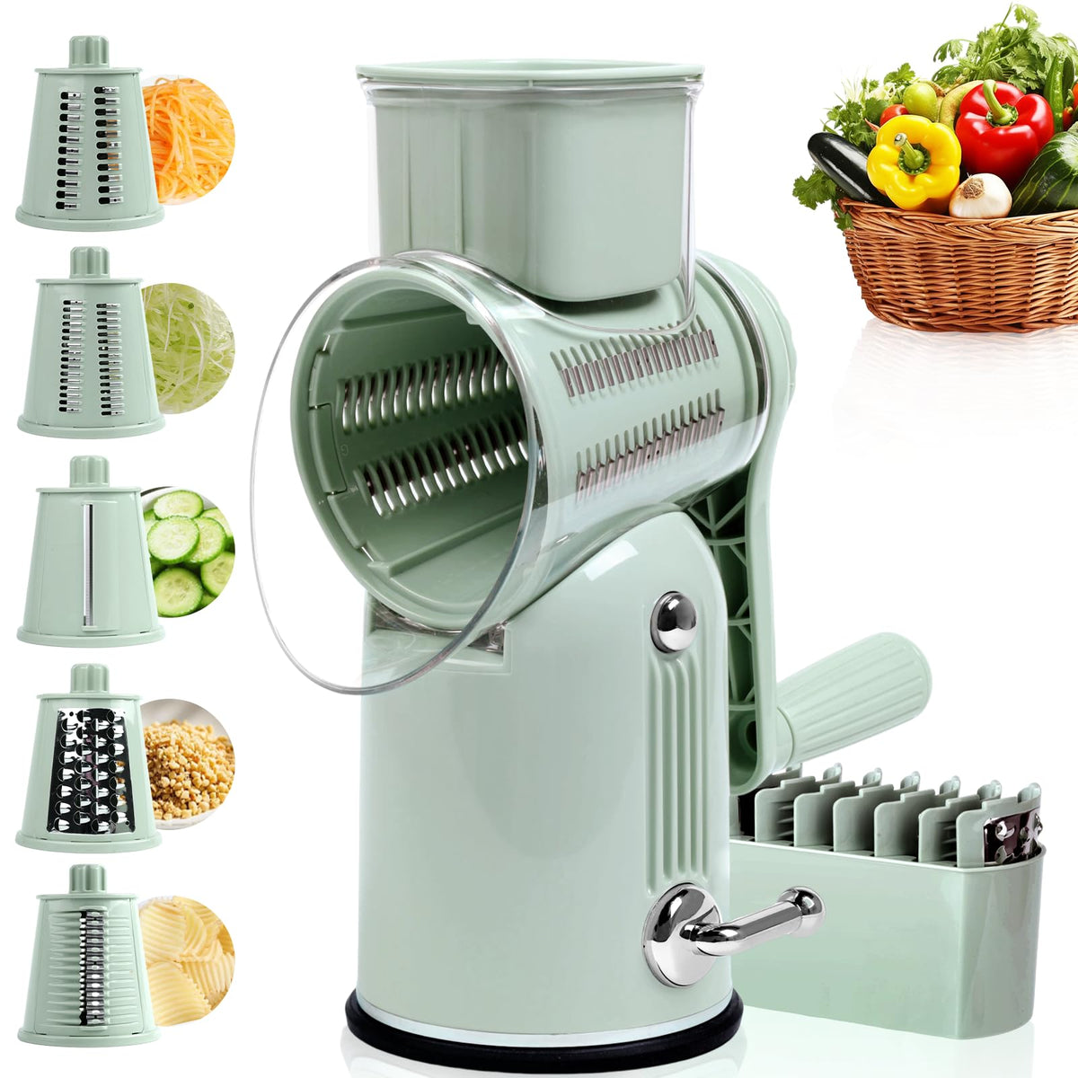 Fooyoubei rotary grater front view showing compact design and color