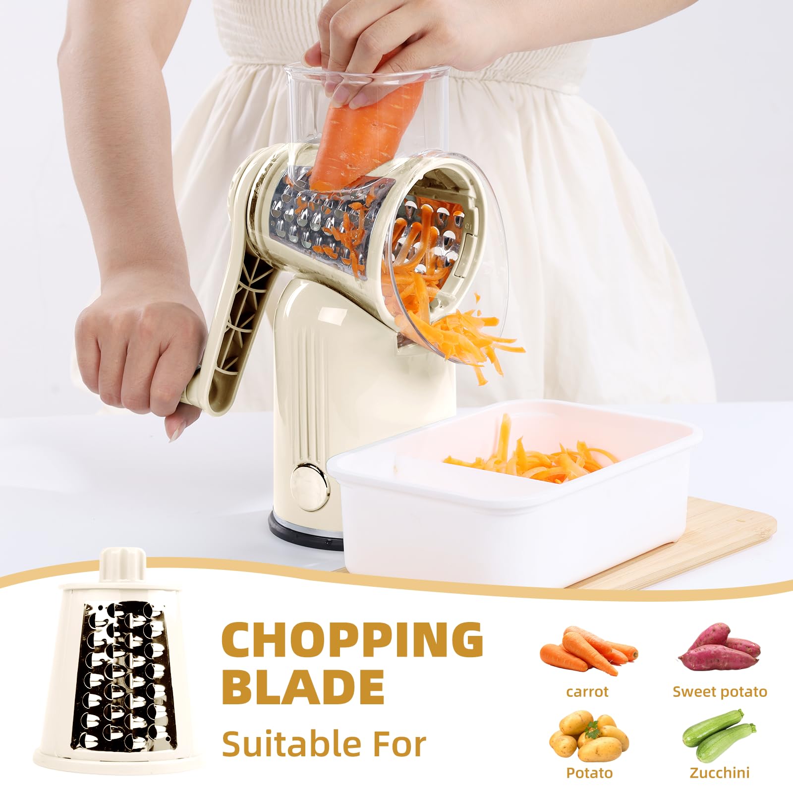 Fooyoubei size scale next to knife showing compact countertop footprint