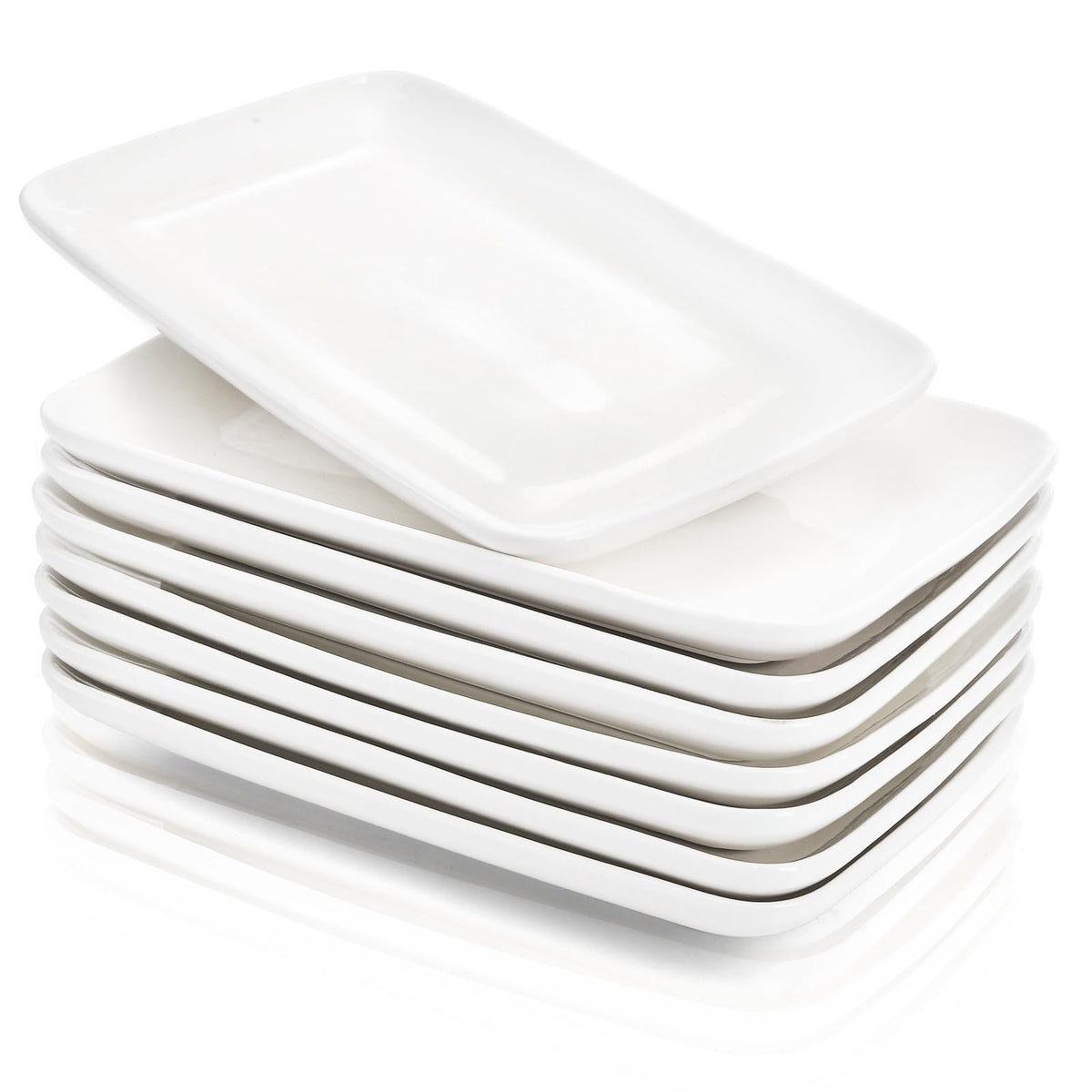 Foraineam front view of white rectangular plate showing clean design and serving benefit