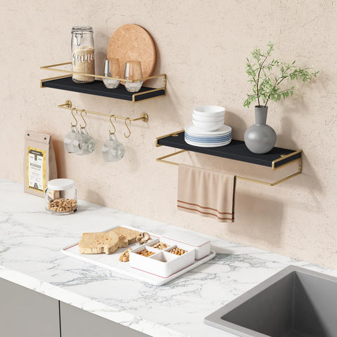 Forbena shelf installed in bathroom holding toiletries and plants for neat, accessible storage