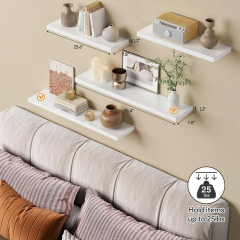 Forbena styled living room shelf displaying decor and maximizing space