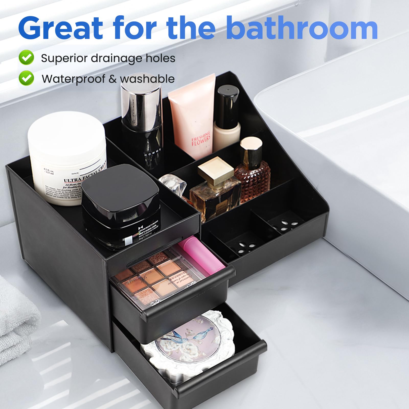 Forest Angle styled on bathroom counter demonstrating tidy grooming routine benefit