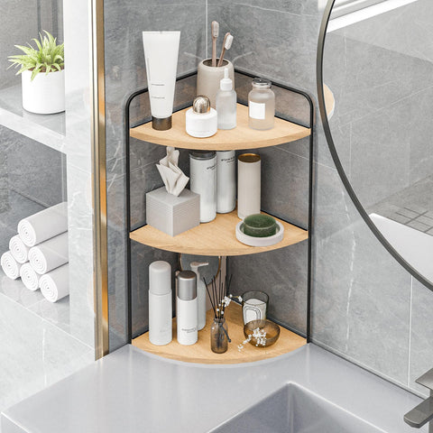 Forest Angle close-up of waterproof wood shelf highlighting durable finish and elegance