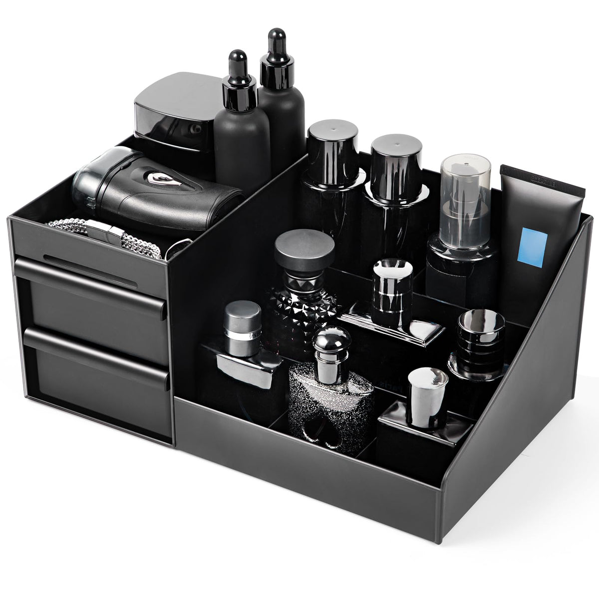 Forest Angle front view showing organized colognes and accessories for neat storage