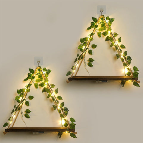 Forest Angle front view hanging shelf displays decor and saves floor space