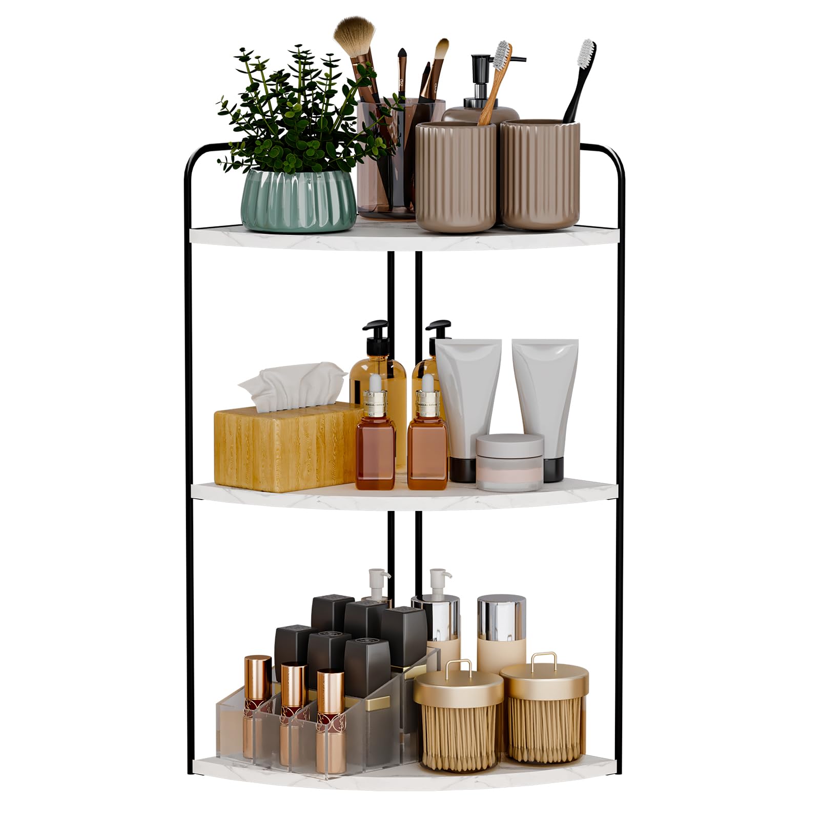 Forest Angle front view vanity organizer showing neat storage benefits
